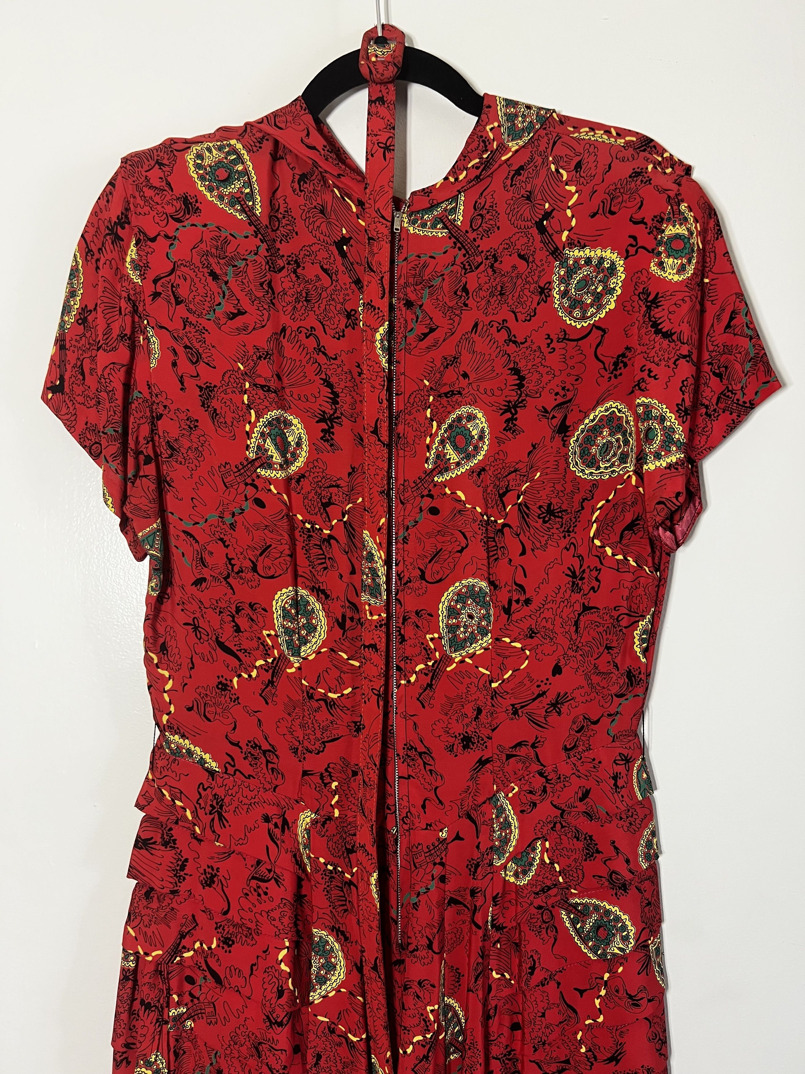 Vintage Vintage 1940's 17th Century Abstract Italian Cocktail Dress Size M / US 6-8 / IT 42-44 - 6 Thumbnail