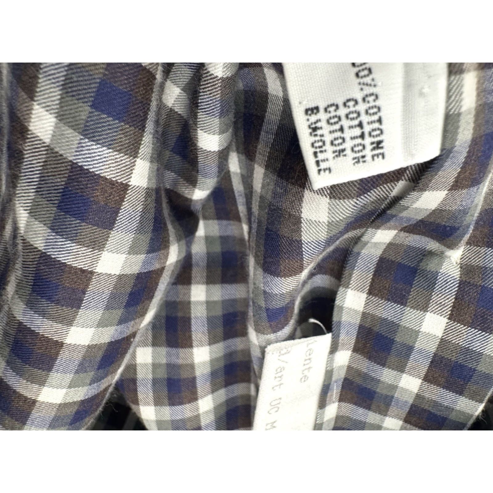 Kiton KITON Plaid Check Mens M Shirt EXCELLENT Button-Up Long Sleeve M Gray / Blue / Brown / White Mens Size US M / EU 48-50 / 2 - 7 Thumbnail