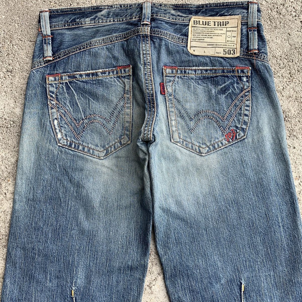 Japanese Brand Flare Vintage Edwin Blue Trip Distressed Denim W32 Size US 32 / EU 48 - 13 Thumbnail