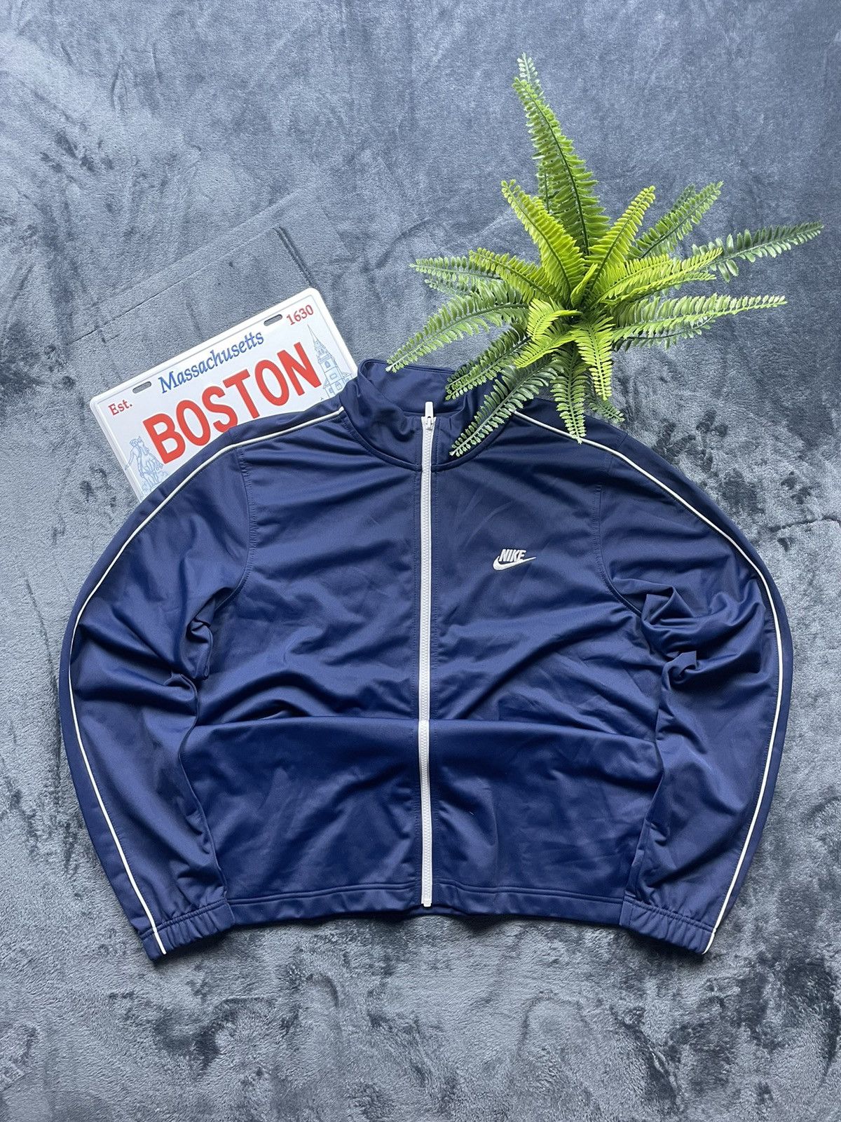 90'S Nike Back Logo Jersey Track Jacket Men's M Size Vintage polyester gray type Vintage Second Hand main image 0
