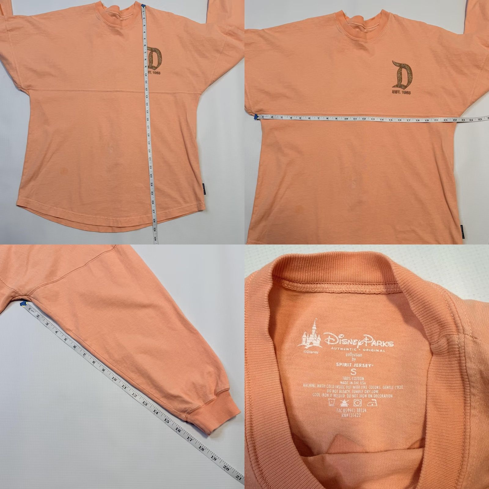 Disney Disney Parks Shirt Womens Small Peach Spirit Jersey Disneyland Resort Glitter Shirt Ladies Small Orange Glitter Disney Holiday Spirit Jersey Size S / US 4 / IT 40 - 8 Thumbnail
