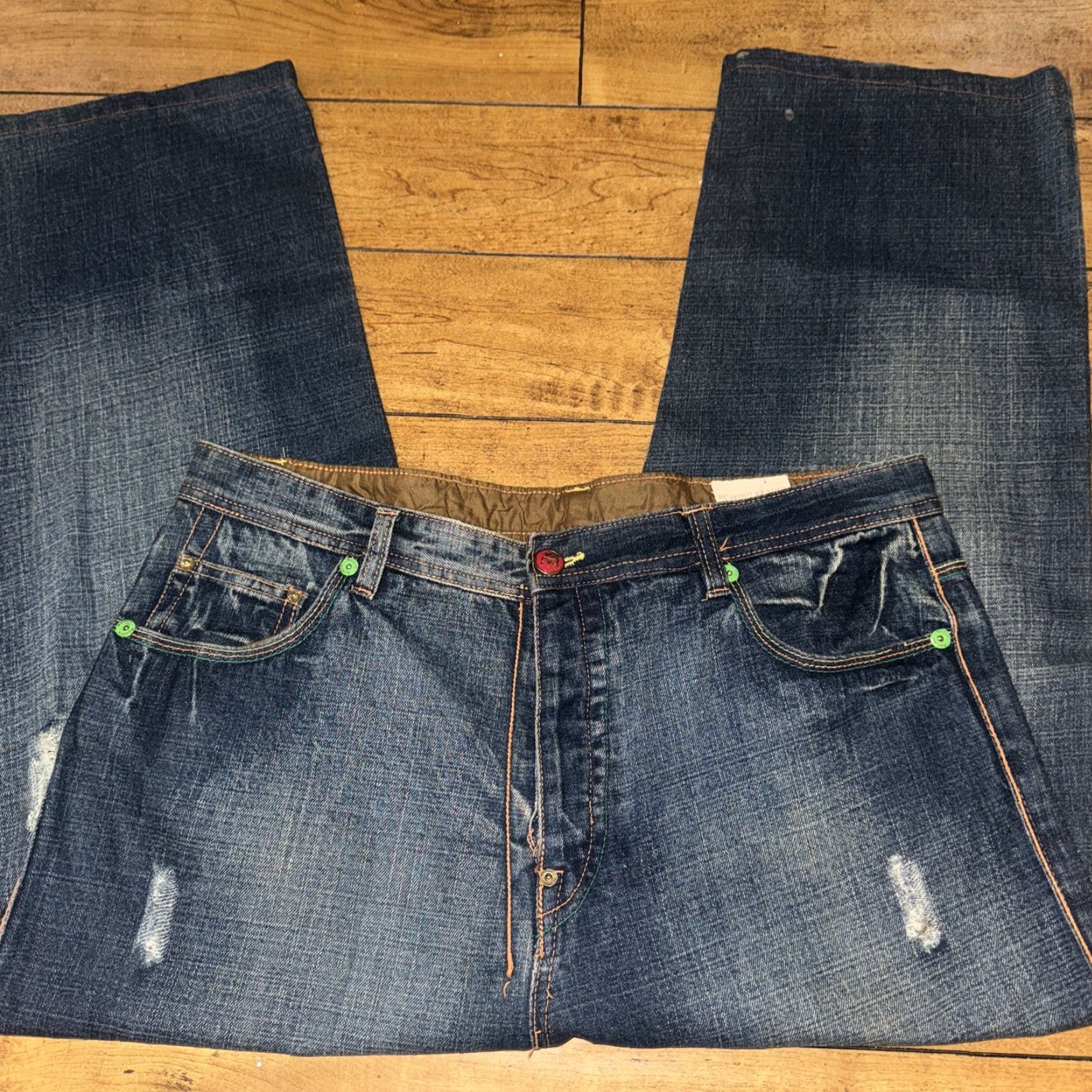 Denime VINTAGE Massive Jeans Men 38 30 Blue Denim Embroidered Straight Size US 38 / EU 54 - 3 Thumbnail