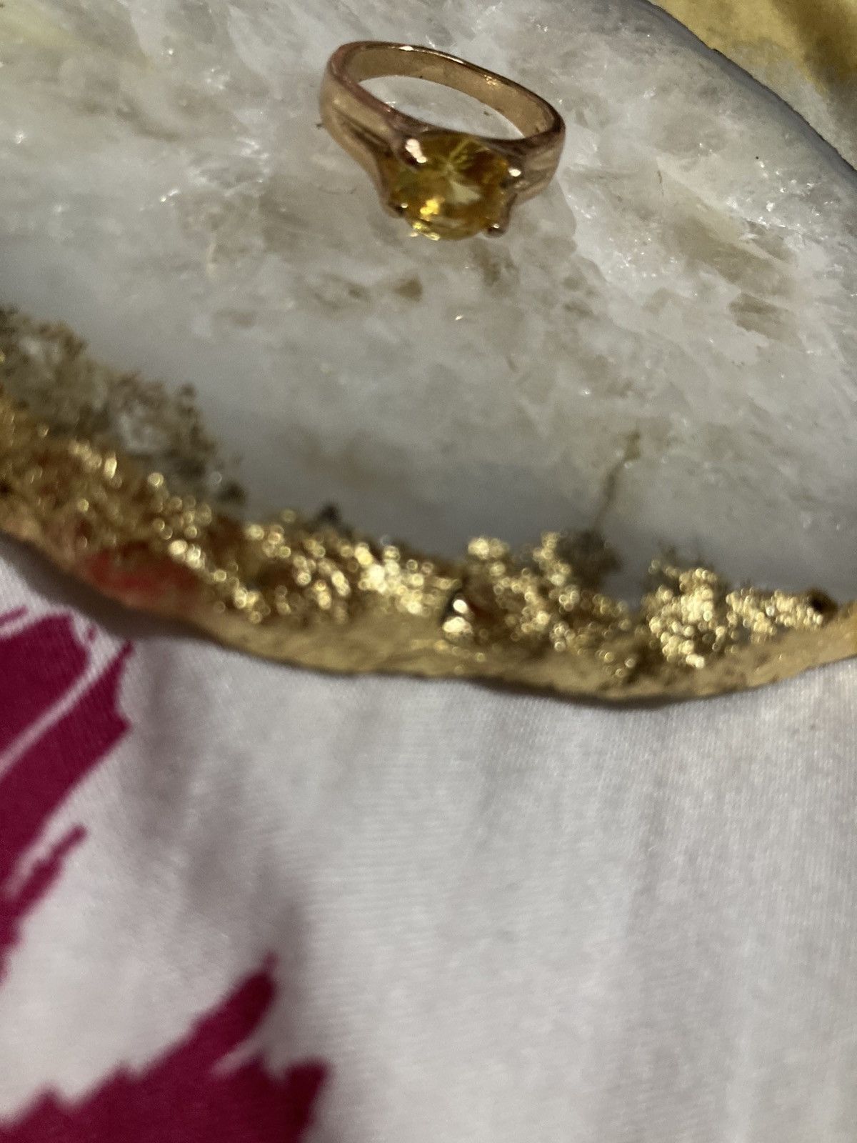 Other Yellow gemmed gold plated ring Size ONE SIZE - 2 Thumbnail