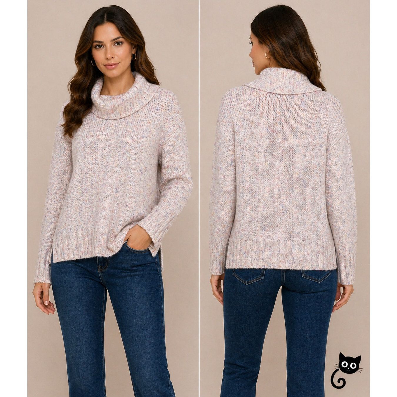 Loft Loft Pink Multi Pastel Shimmery Long Sleeve Cowl Sweater M Size M / US 6-8 / IT 42-44 - 3 Thumbnail