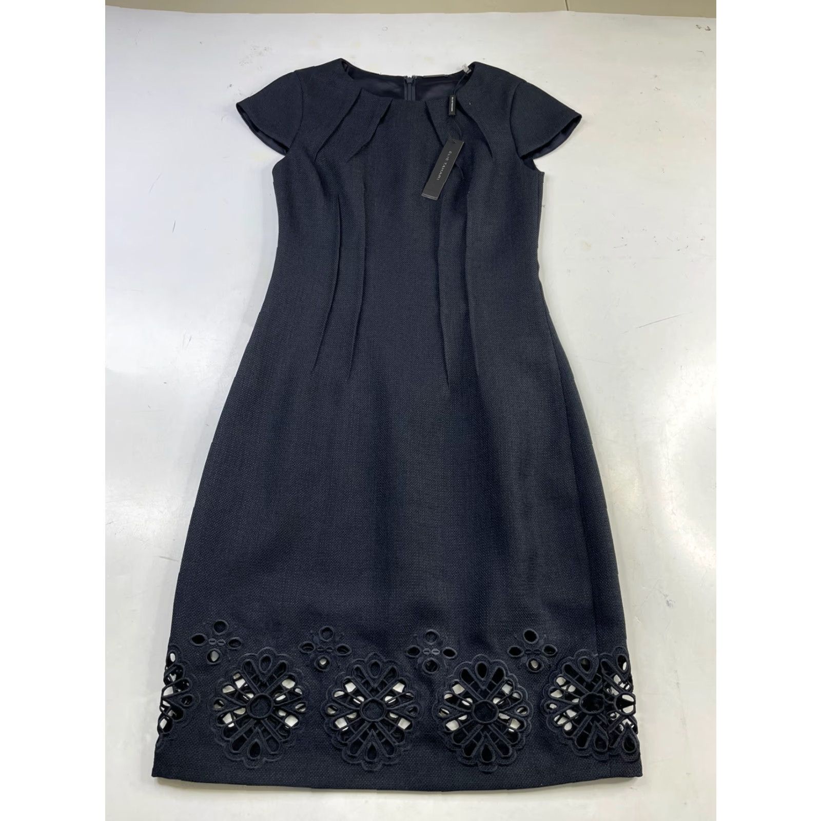 Elie Tahari NWT Elie Tahari Laser Cut Dart Dress Dark Blue Lined Womens Size 0 Size XS / US 0-2 / IT 36-38 - 2 Thumbnail