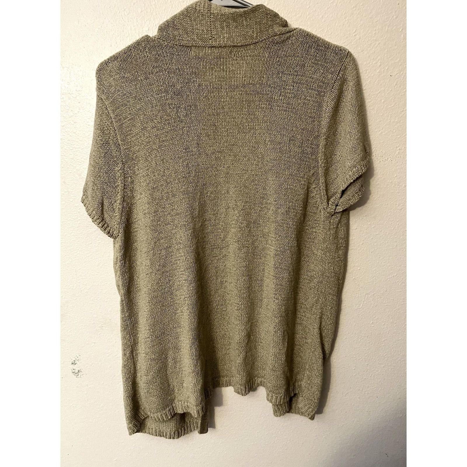 Vintage August Silk Cardigan Sweater XL Beige Open Front Short Sleeve Casual Women’s Size XL / US 12-14 / IT 48-50 - 3 Thumbnail