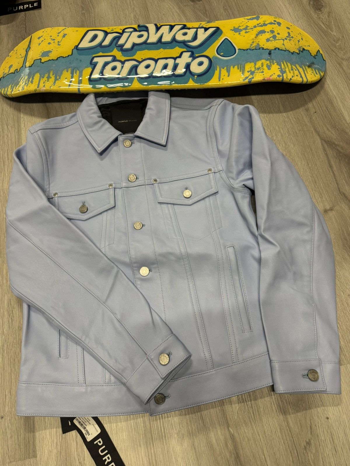Baby Blue Leather Jacket