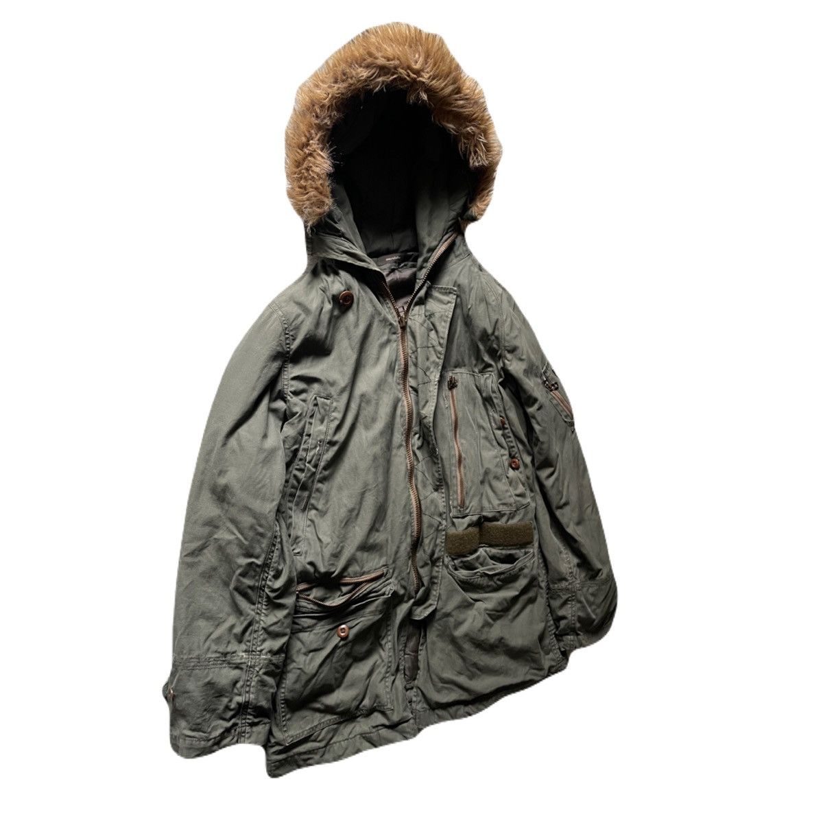 If Six Was Nine 2000s Japanese archive Vkei Fur Gimmic Military Parka Jacket Size US M / EU 48-50 / 2 - 3 Thumbnail