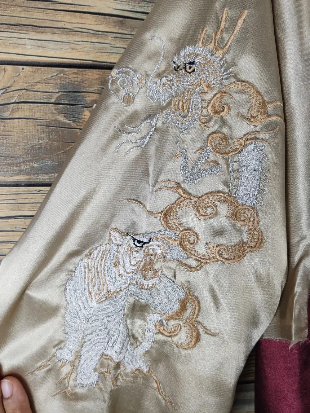 Japanese Brand DL Japan vintage Maroon Dragon tiger varsity Jackets #W1627 Size US L / EU 52-54 / 3 - 10 Thumbnail