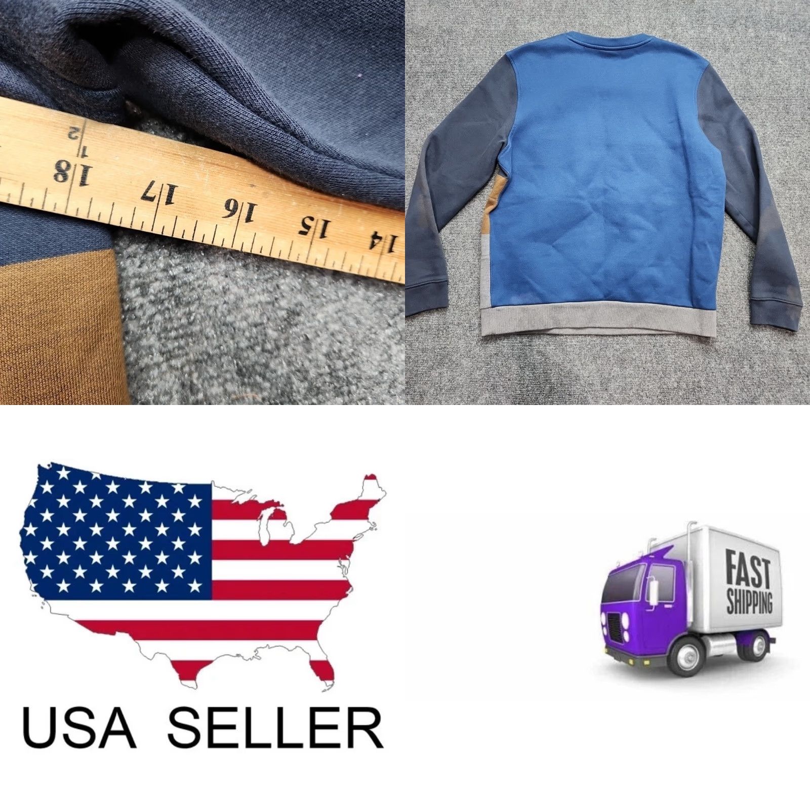 Lacoste Lacoste Sweatshirt Men XL Colorblock Crewneck Pullover Logo Blue Gray Brown Regular Cotton Pullover Season Spring Winter Fall Mens Size US XL / EU 56 / 4 - 9 Thumbnail