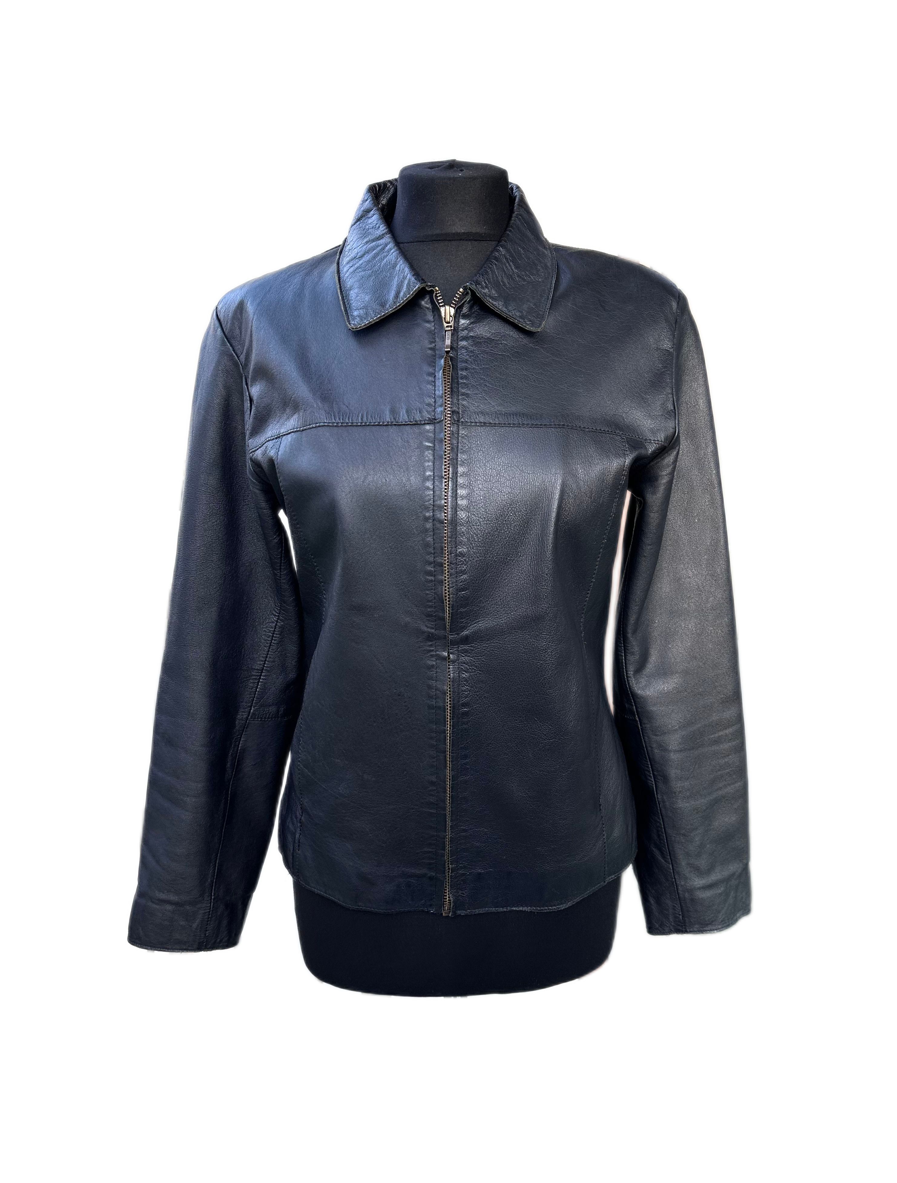 Leather Vintage Avant Garde women biker boxy leather jacket Size M / US 6-8 / IT 42-44 - 1 Thumbnail