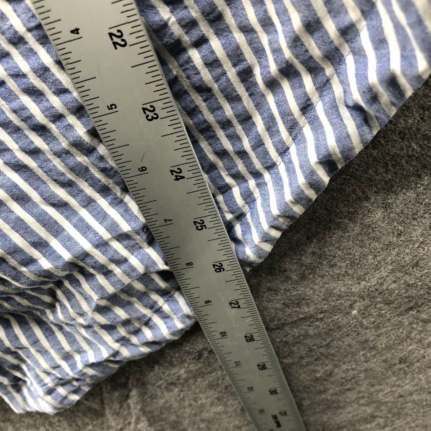 Bcbgmaxazria BCBGMAXAZRIA Blouse Off Shoulder Womens L Blue White Striped 3/4 Sleeve Split Back Bohemian Lightweight Shirt Regular Womens Size L / US 10 / IT 46 - 7 Thumbnail