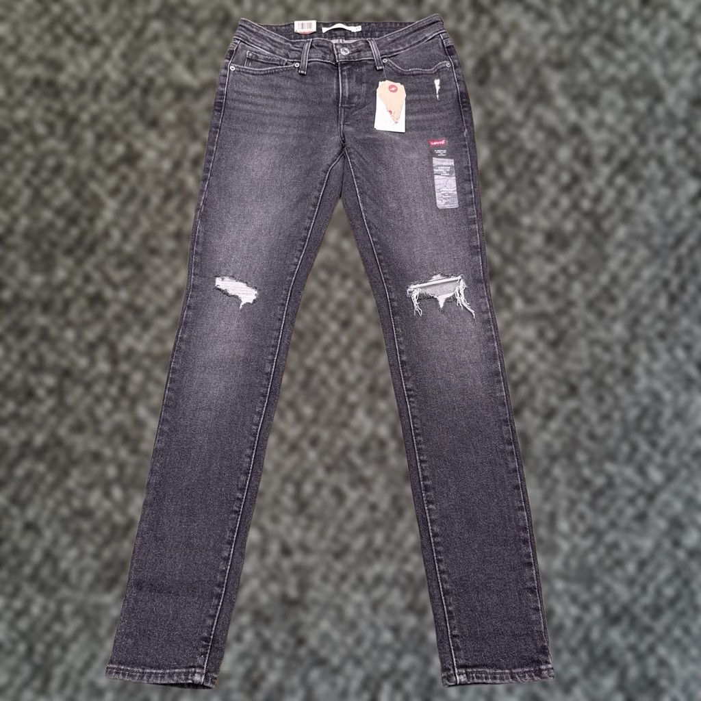 Levi's Levi's 711 Skinny Jeans Womens 25 Black Low Rise Stretch 25x30 Denim Cotton Elastane 5-Pocket Zipper Button Regular Waist Inseam 30 New Size 42" / US 20 - 1 Thumbnail