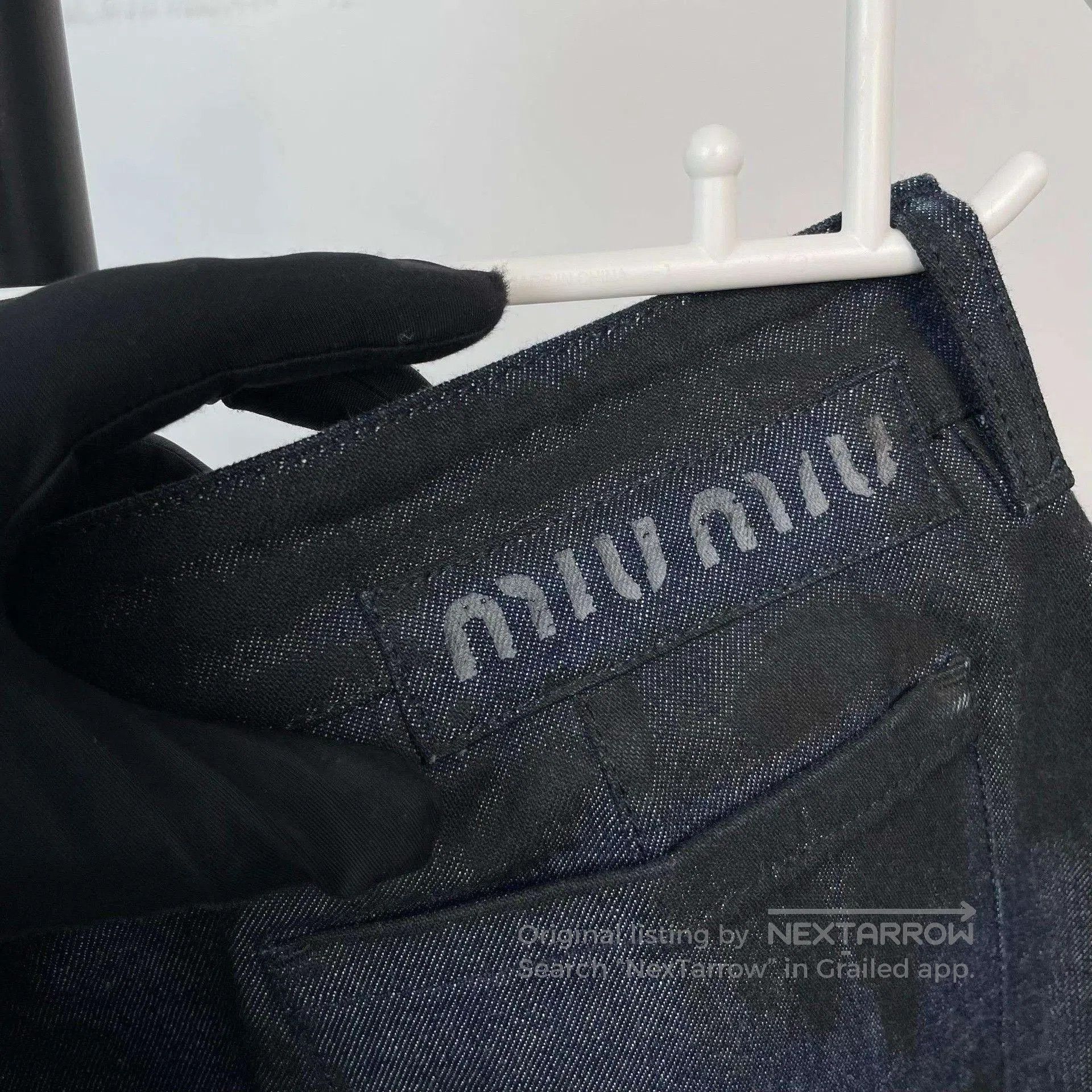 Miu Miu Miumiu Logo Denim Mini Skirt. Size 39" - 6 Thumbnail