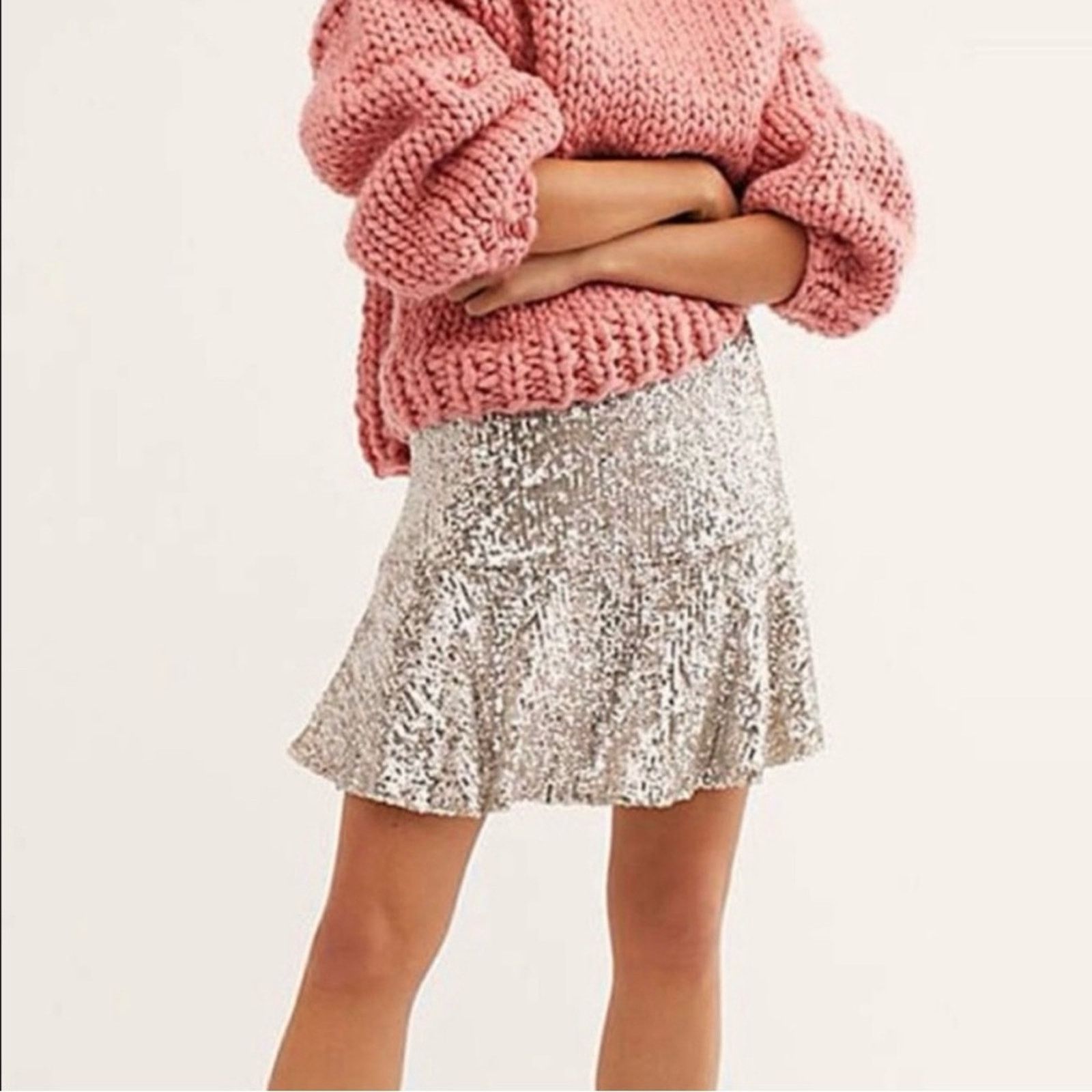 Free People Free People Trumpet Sequin Skirt Size 25" / US 0 / IT 36 - 14 Thumbnail