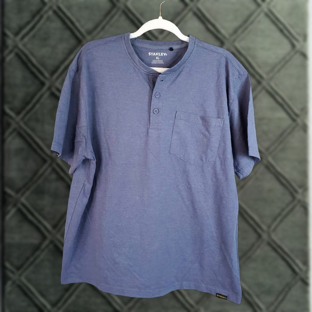 Vintage Stanley Henley Pocket T Shirt Mens XL Blue Workwear Size US XL / EU 56 / 4 - 1 Thumbnail