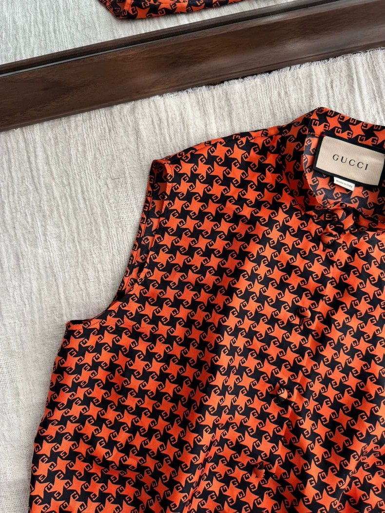 Gucci Gucci Double G mulberry silk thousand-bird check sleeveles Size S / US 4 / IT 40 - 6 Thumbnail