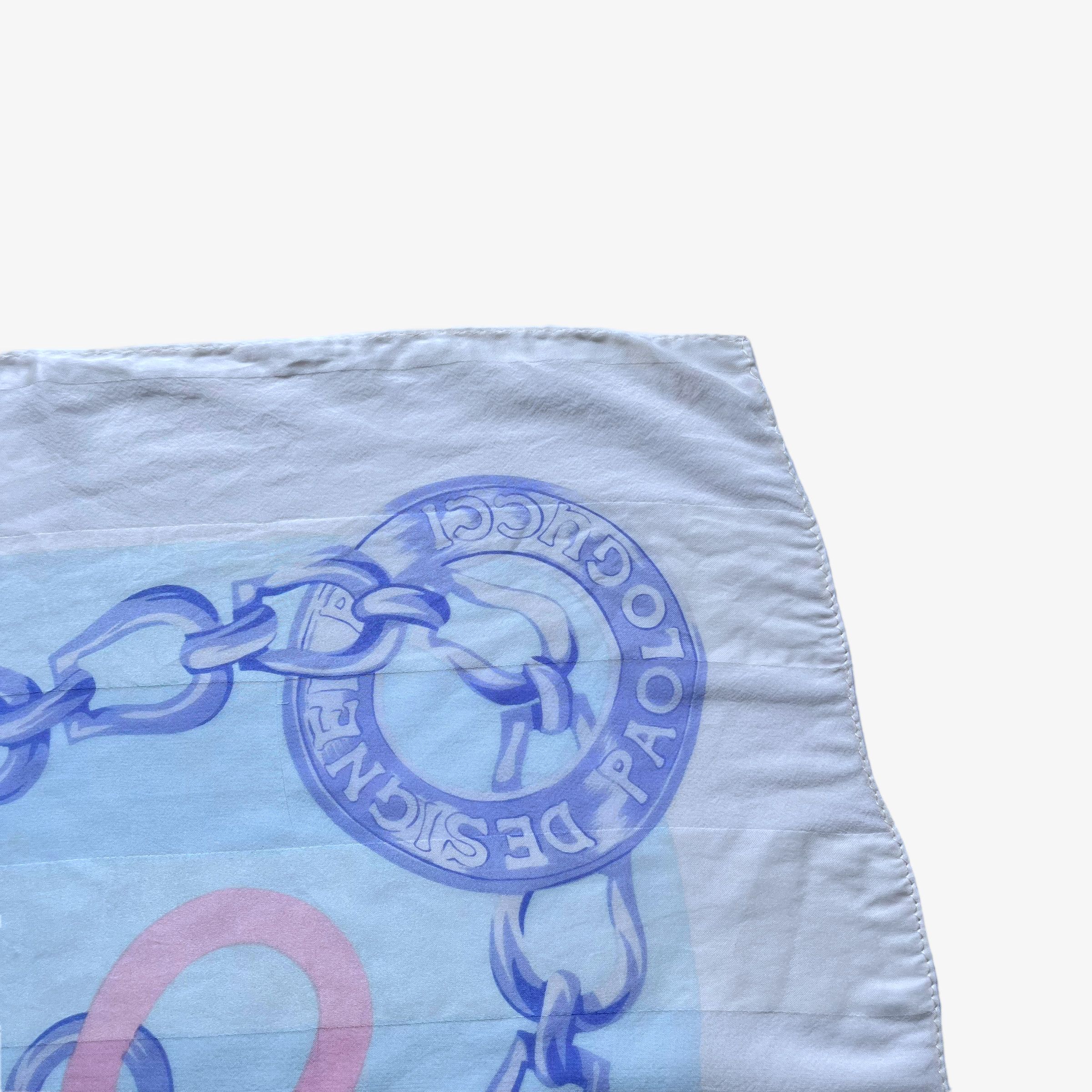 Paolo Gucci Vintage 80s Paolo Gucci Medallion Chain Print Silk Scarf Size ONE SIZE - 4 Thumbnail