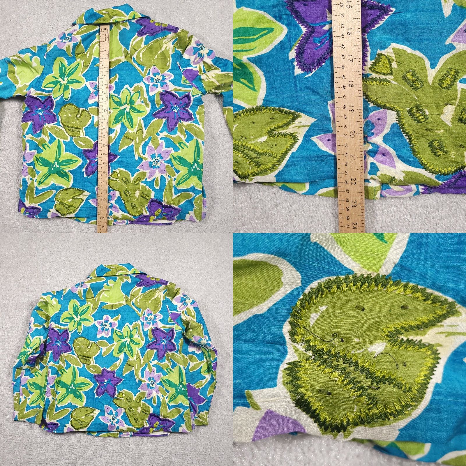 Laura Ashley VINTAGE Laura Ashley Blazer Shirt Women Small Silk Embroidered Beaded Floral Century 90s Mens Womens Size S / US 4 / IT 40 - 8 Thumbnail