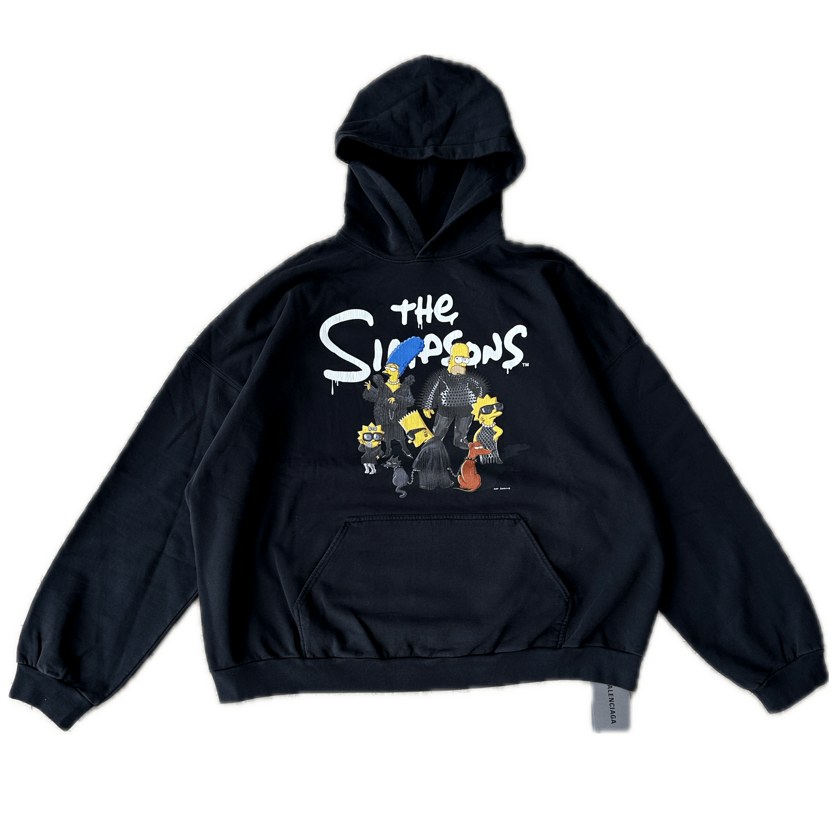 image of Balenciaga Simpsons Print Hoodie Black Fw21, Men's (Size XL)