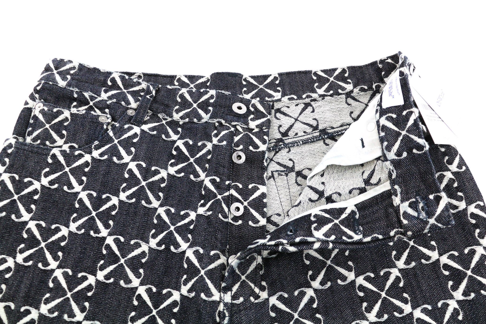 Off-White W33 Arrow Jacquard Straight Cotton Blue 5-Pocket 86362 Size US 33 - 4 Thumbnail