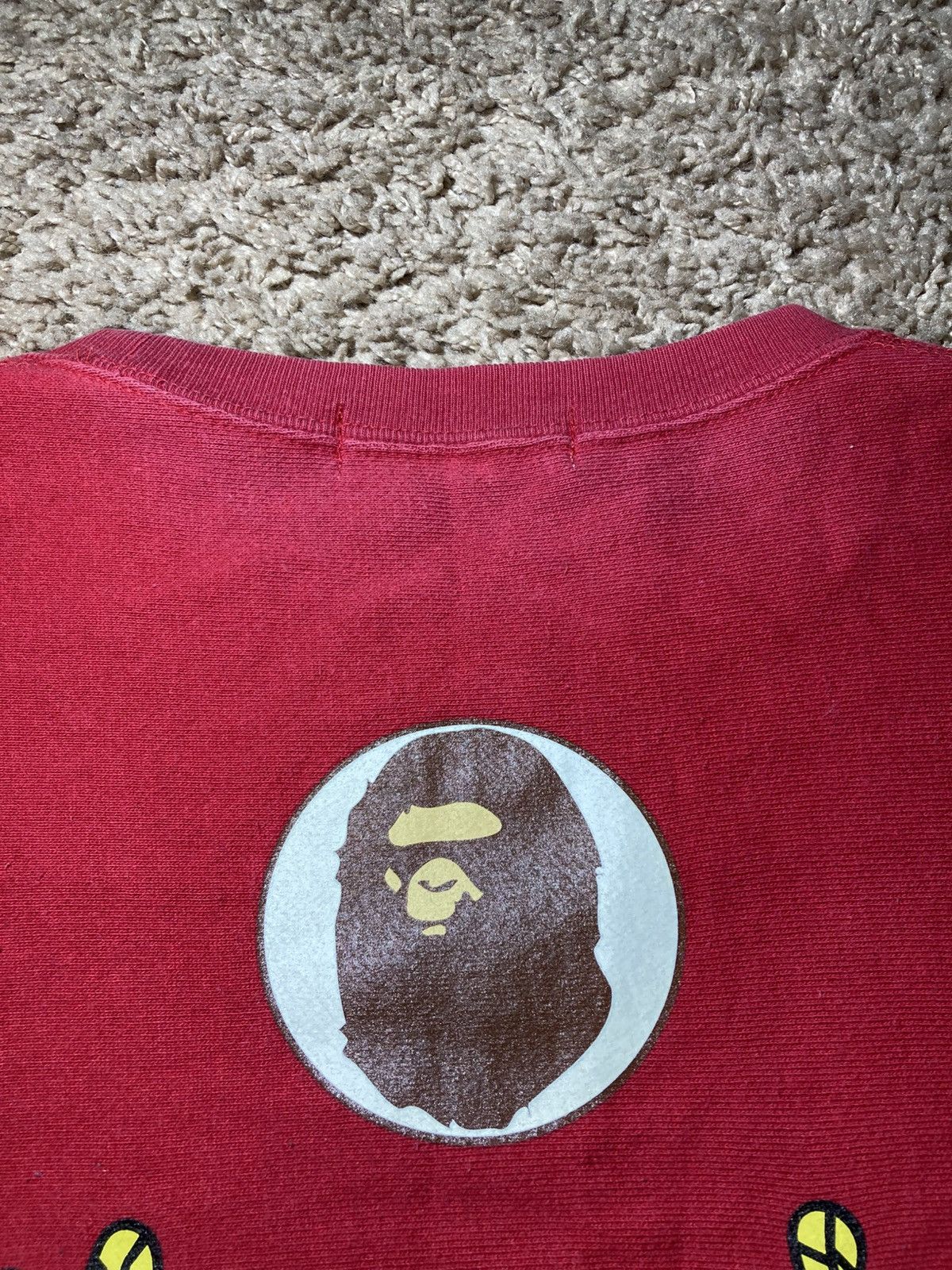 Bape 2012 Bape ASNKA Cursive Logo Graphic Crewneck Red Nigo OG Size US L / EU 52-54 / 3 - 8 Thumbnail