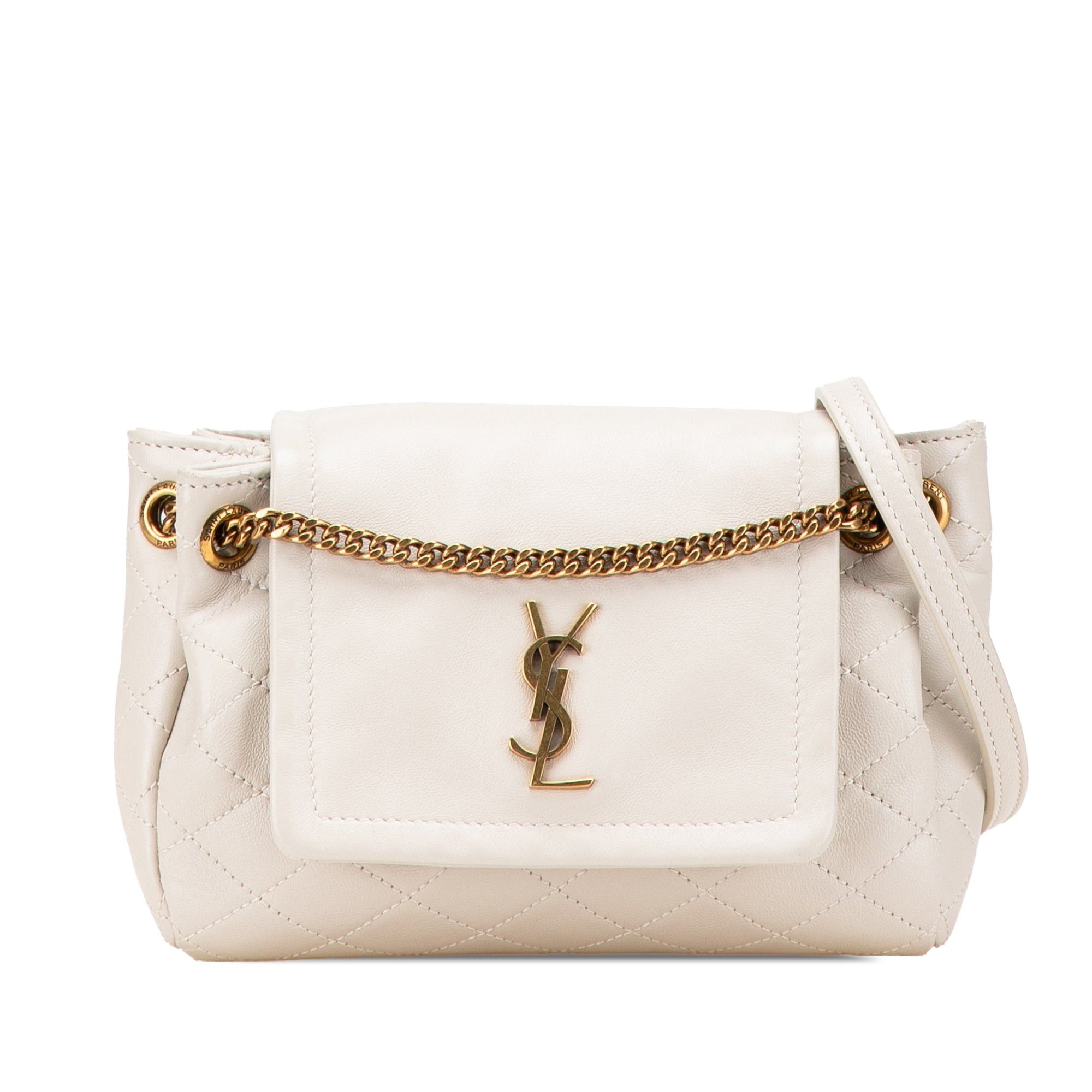 Saint Laurent Paris Saint Laurent Mini Quilted Lambskin Monogram Nolita Bag White Size ONE SIZE - 1 Thumbnail
