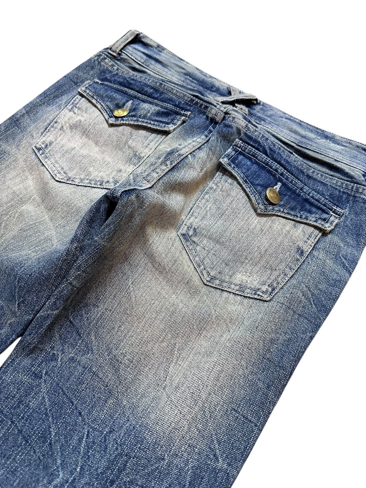 Gene Par Yukio Mishiba Vintage Gennaro Flare Faded Grunge Ripped Distressed Denim Size US 30 / EU 46 - 8 Thumbnail