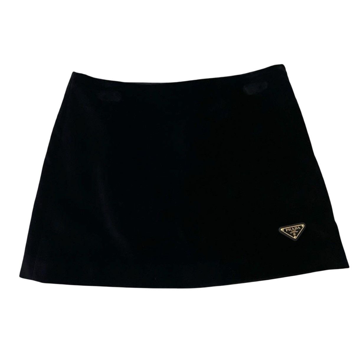 Prada Prada 2024 Velvet Mini Skirt with Triangle Logo Size 26" / US 2 / IT 38 - 1 Thumbnail