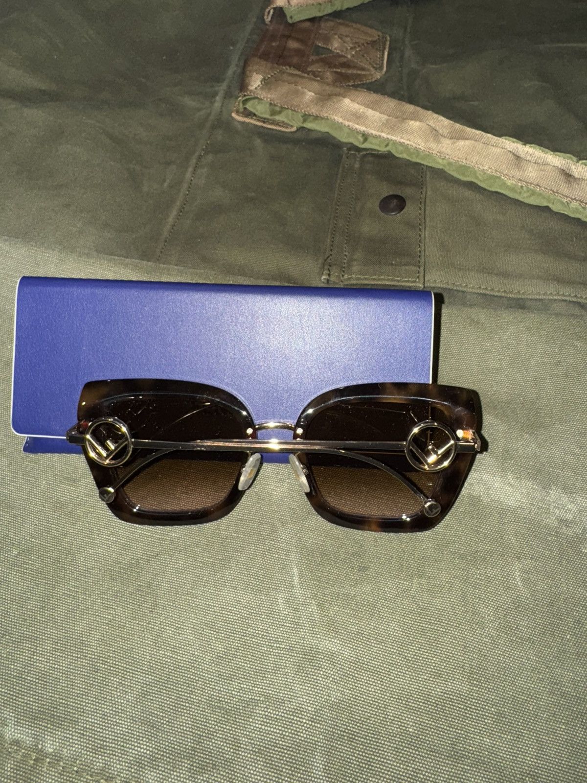 Fendi Fendi FF Logo Square Cat eye havana sunglasses Size ONE SIZE - 3 Thumbnail