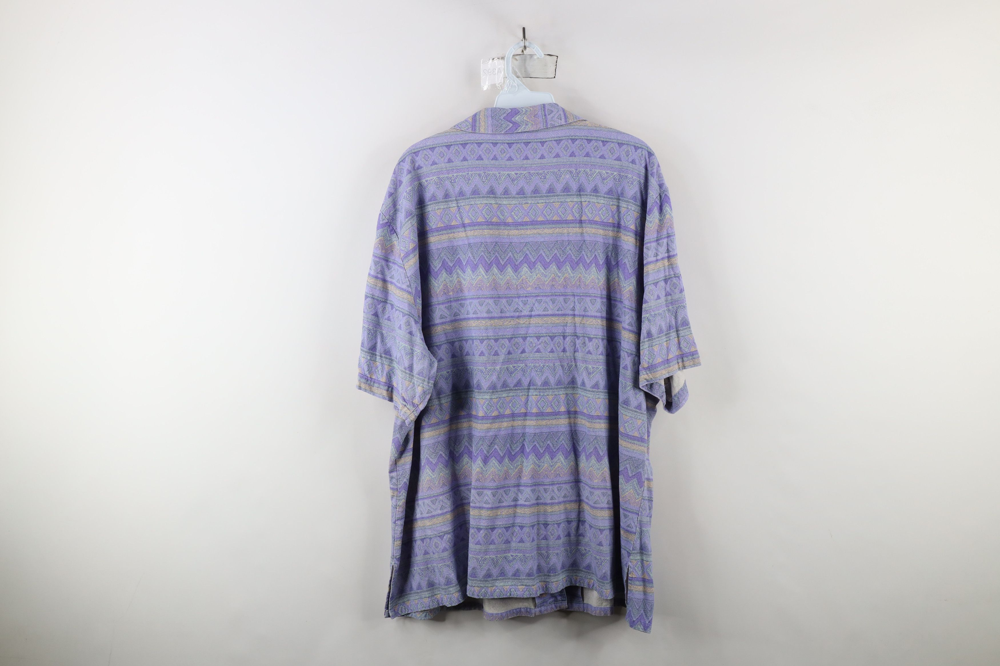 Vintage Vintage 90s Streetwear Fair Isle Camp Collar Button Shirt Size 3XL / US 20-22 - 9 Thumbnail