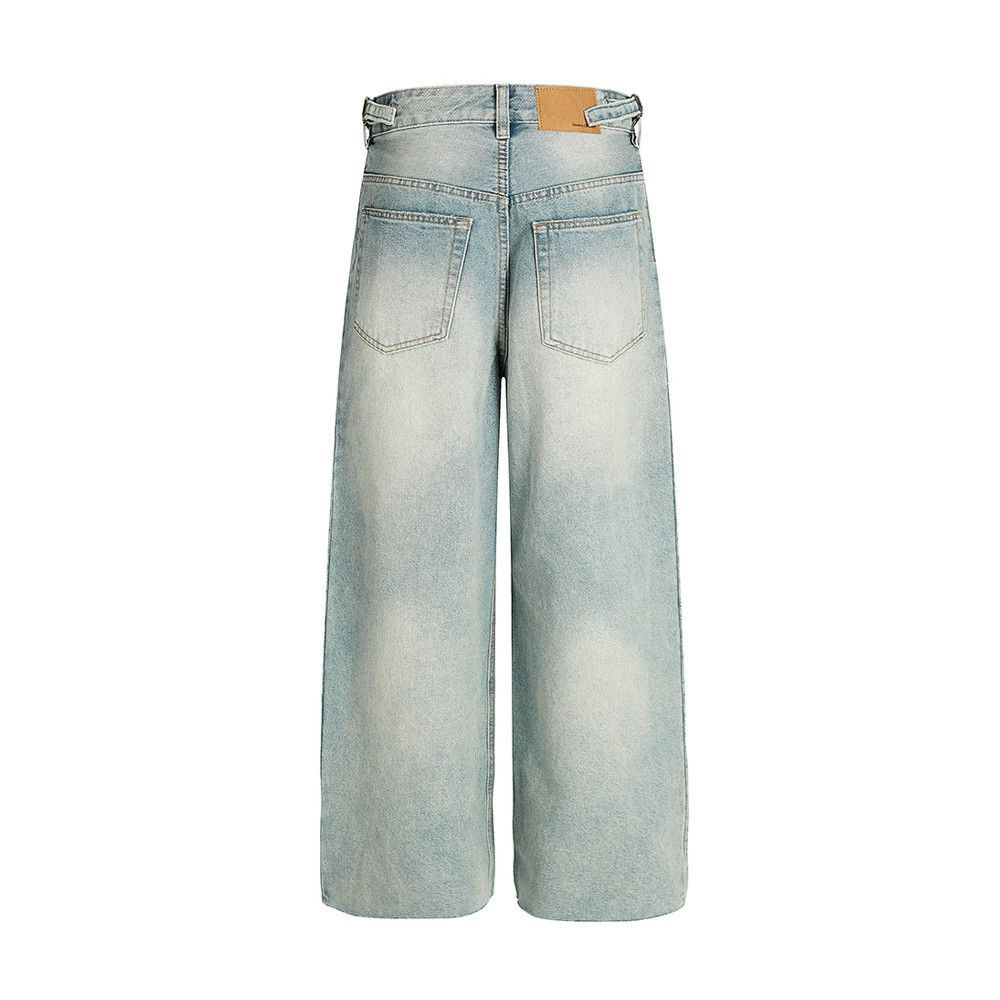 Jean Retro punk men's street loose fun cartoon print washed jeans Size US 32 / EU 48 - 2 Thumbnail