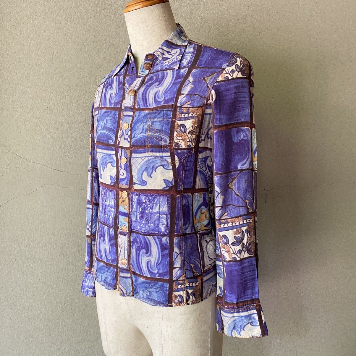 Jean Paul Gaultier Jean Paul Gaultier Vintage Ocean Mosaic Shirt Size US XXS / EU 40 - 13 Thumbnail