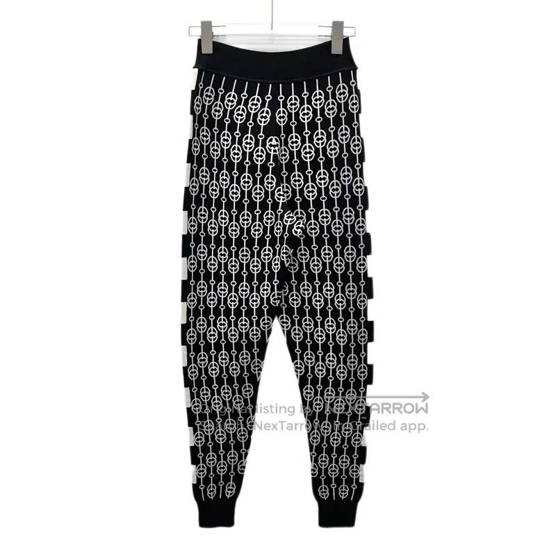 Hermes Hermes Black Printed Knit Drawstring Trousers Size 24" / US 00 / IT 34 - 2 Thumbnail