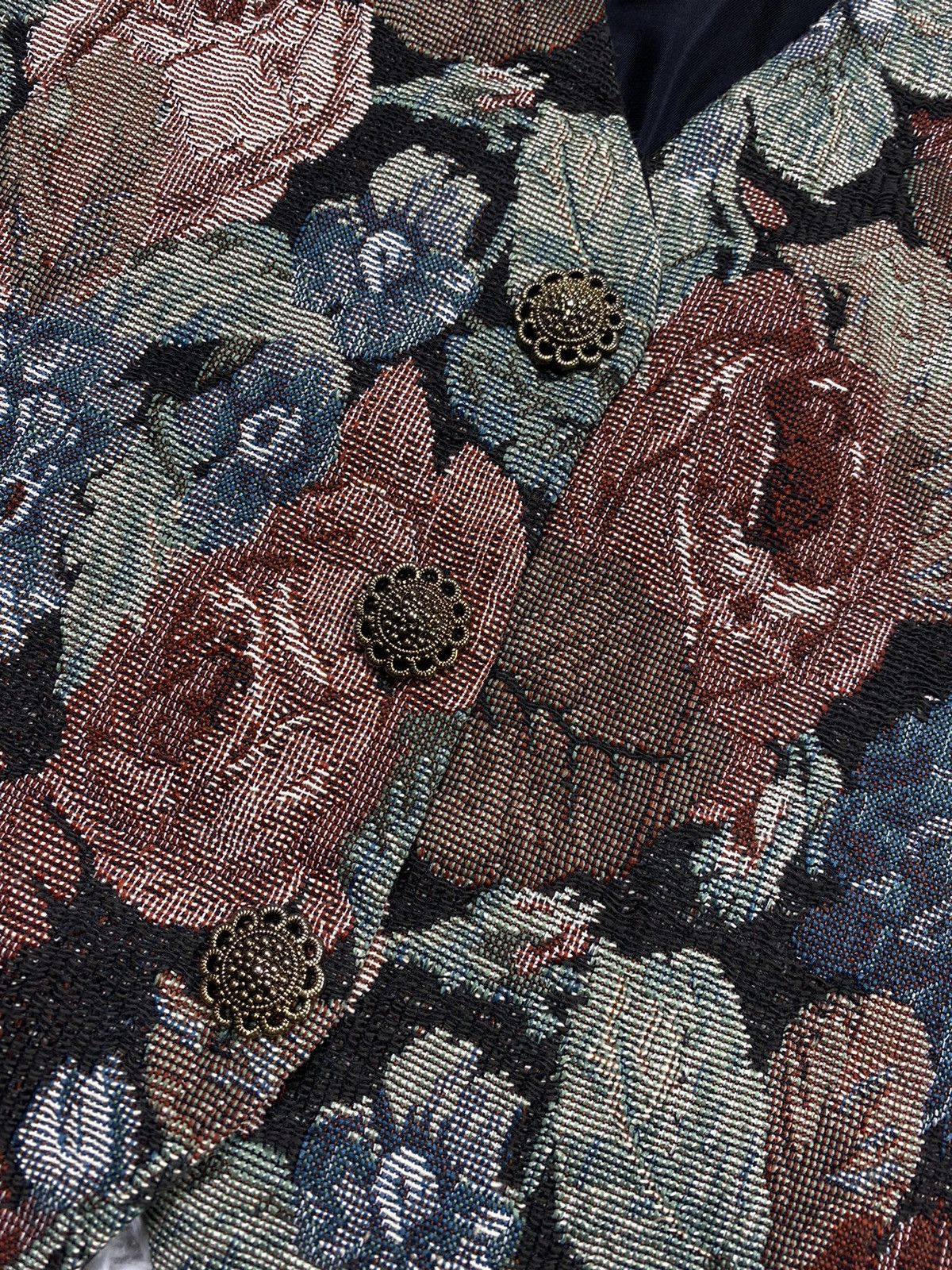 Vintage Vintage 80s Floral Tapestry Vest 100% Cotton Japanese Brand Size US XL / EU 56 / 4 - 3 Thumbnail