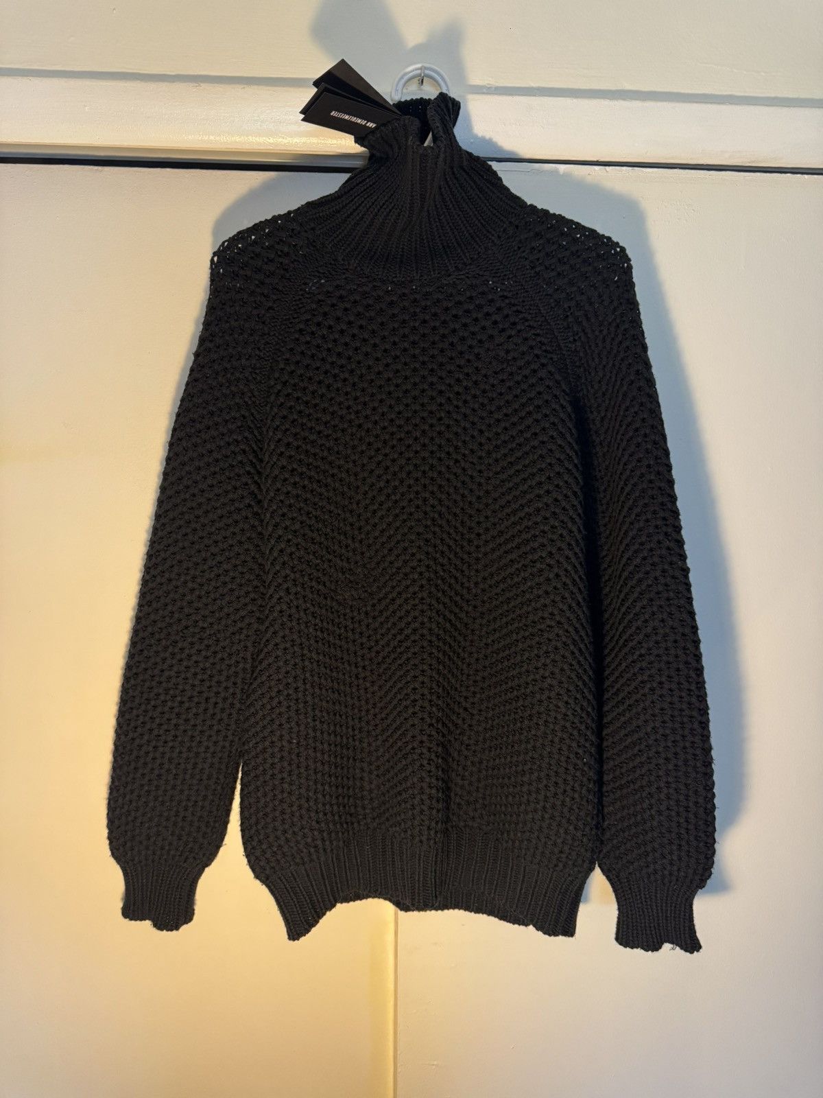 Ann Demeulemeester HUGO Wool Jumper black M/L Waffle-Knit Roll Neck RRP 850$ Size US M / EU 48-50 / 2 - 1 Thumbnail