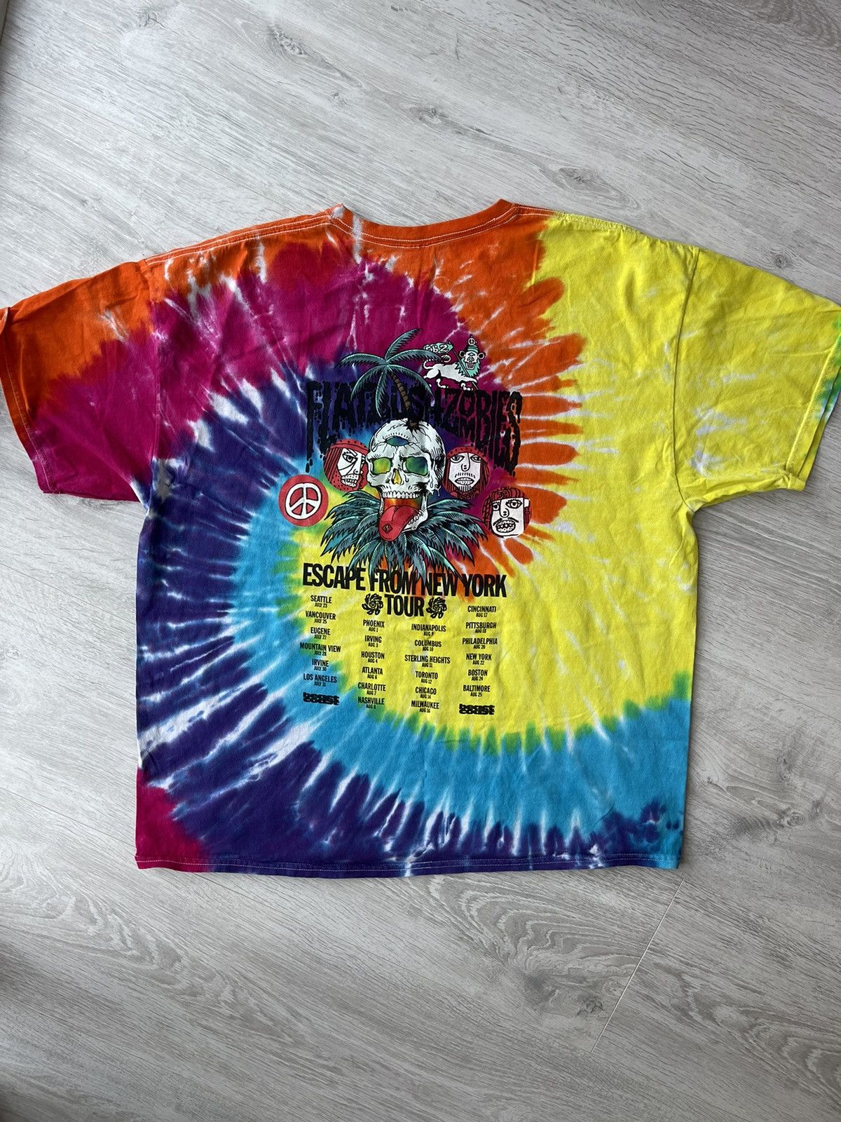 image of Flatbush Zombies 2019 T Shirt Tie Dye in Red/Yellow, Men's (Size XL)