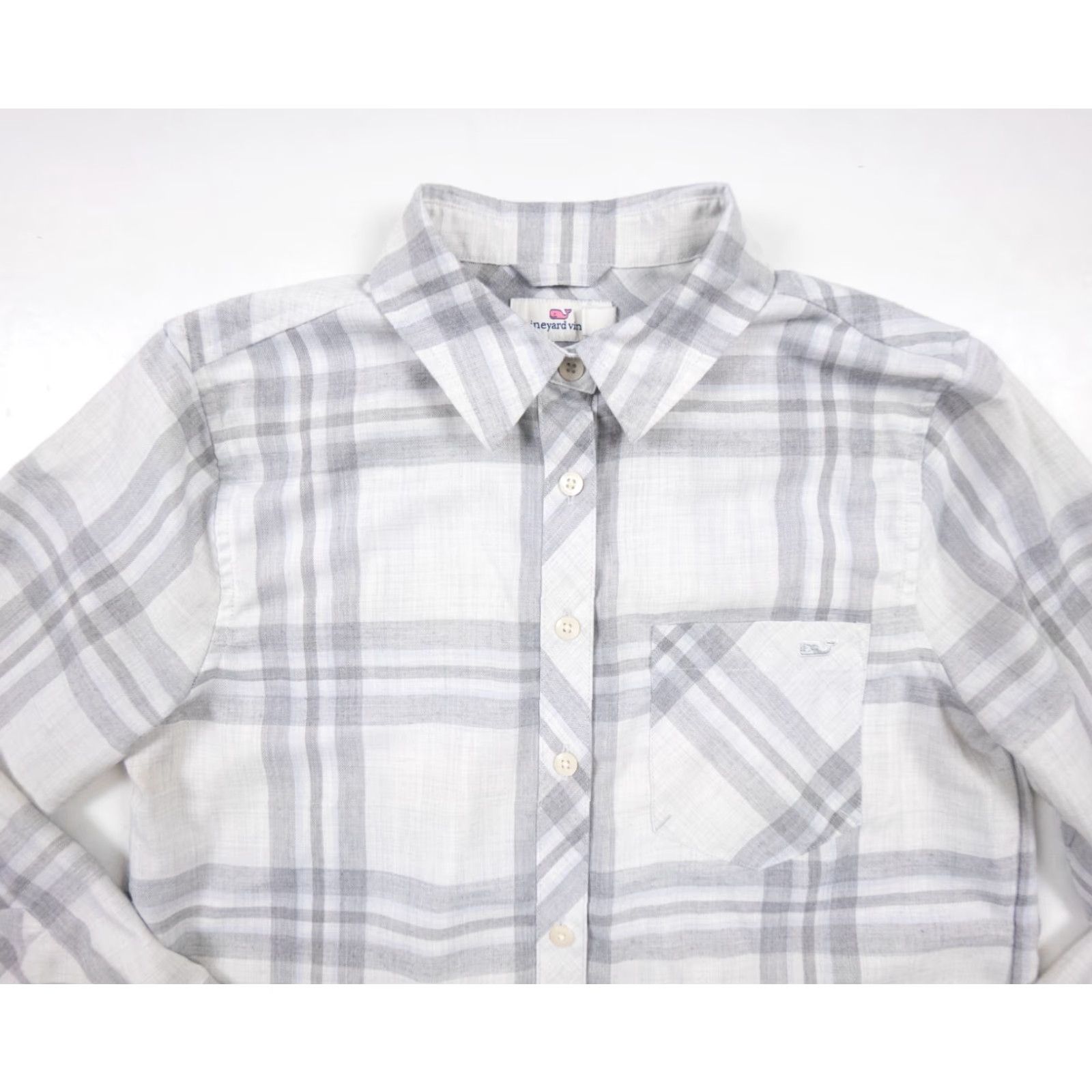 Vineyard Vines Vineyard Vines Shirt Womens 2 Gray Button Up Long Sleeve Relaxed Plaid Ladies Size XS / US 0-2 / IT 36-38 - 2 Thumbnail