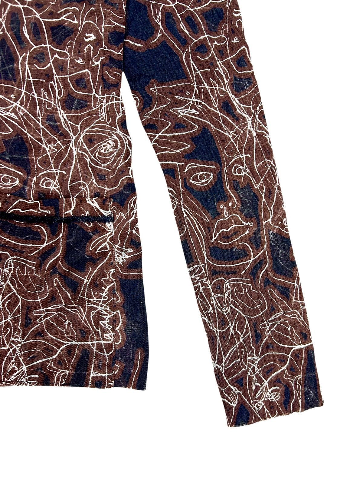 Jean Paul Gaultier 90s 'Sketchbook Faces' Mesh Cardigan Size M / US 6-8 / IT 42-44 - 4 Thumbnail