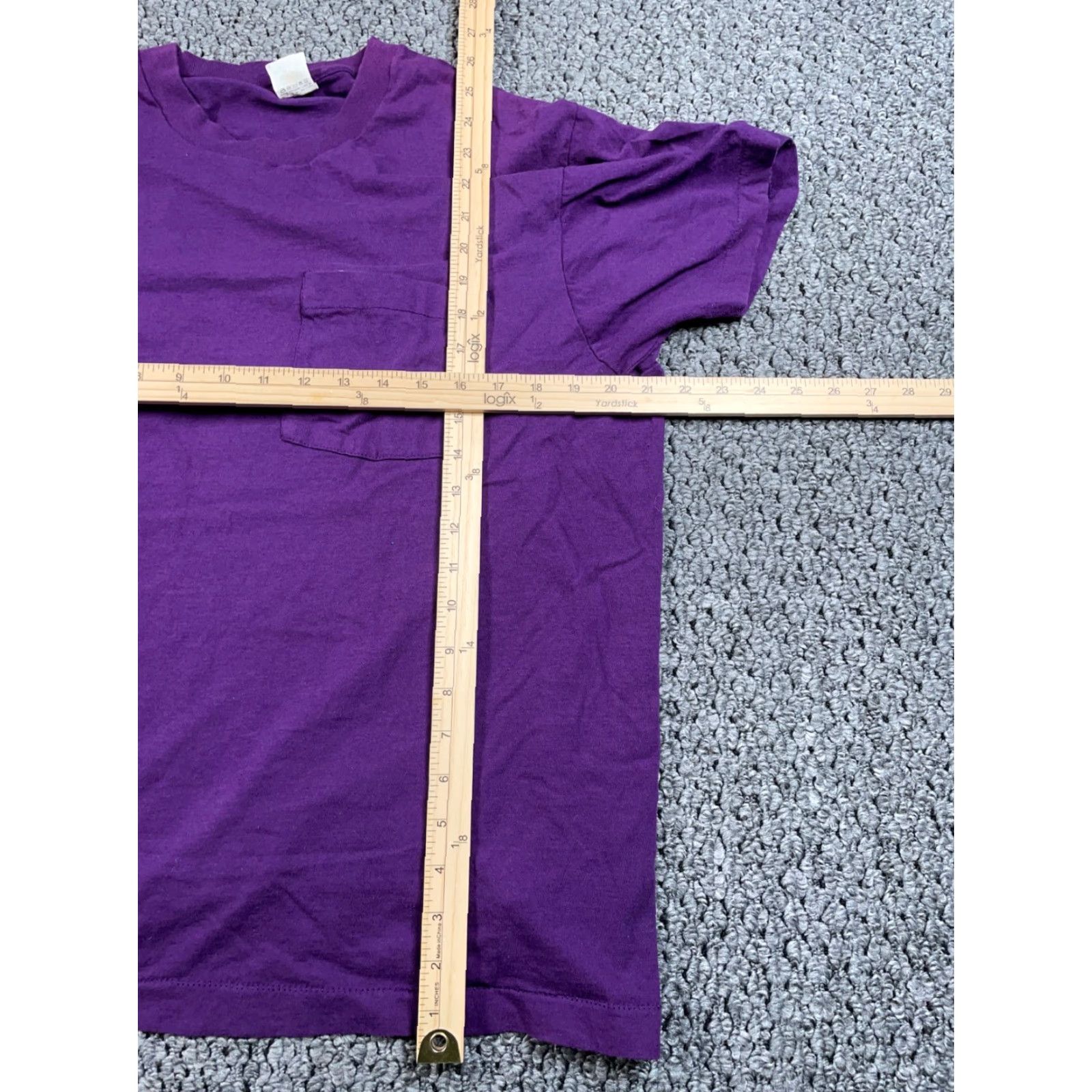 Fruit Of The Loom VINTAGE Fruit of the Loom 80s Pocket T-Shirt Adult XL Purple Single Stitch Retro Mens Size US XL / EU 56 / 4 - 5 Thumbnail