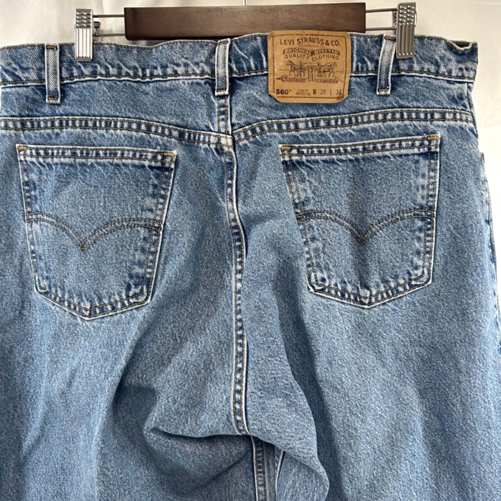 Levi's VINTAGE Levi's 560 Jeans Mens 38x34 Blue 90s Grunge Skate Tapered Loose Fit Denim Size US 38 / EU 54 - 6 Thumbnail