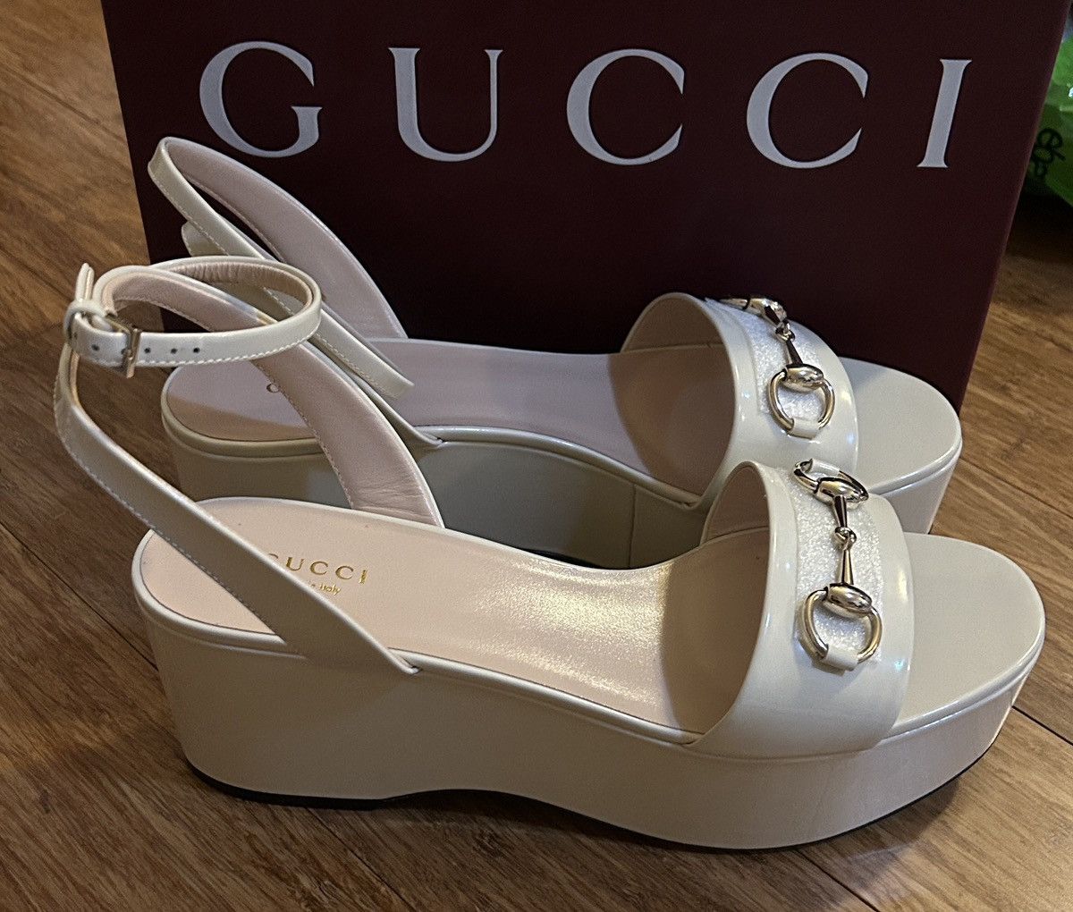 Gucci Gucci Horsebit Leather One Strap Sandals 7.5cm Ivory Size US 10 / IT 40 - 5 Thumbnail