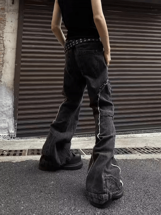 Japanese Brand × Jean Washed vintage raw edge baggy micro flare jeans Size US 34 / EU 50 - 4 Thumbnail