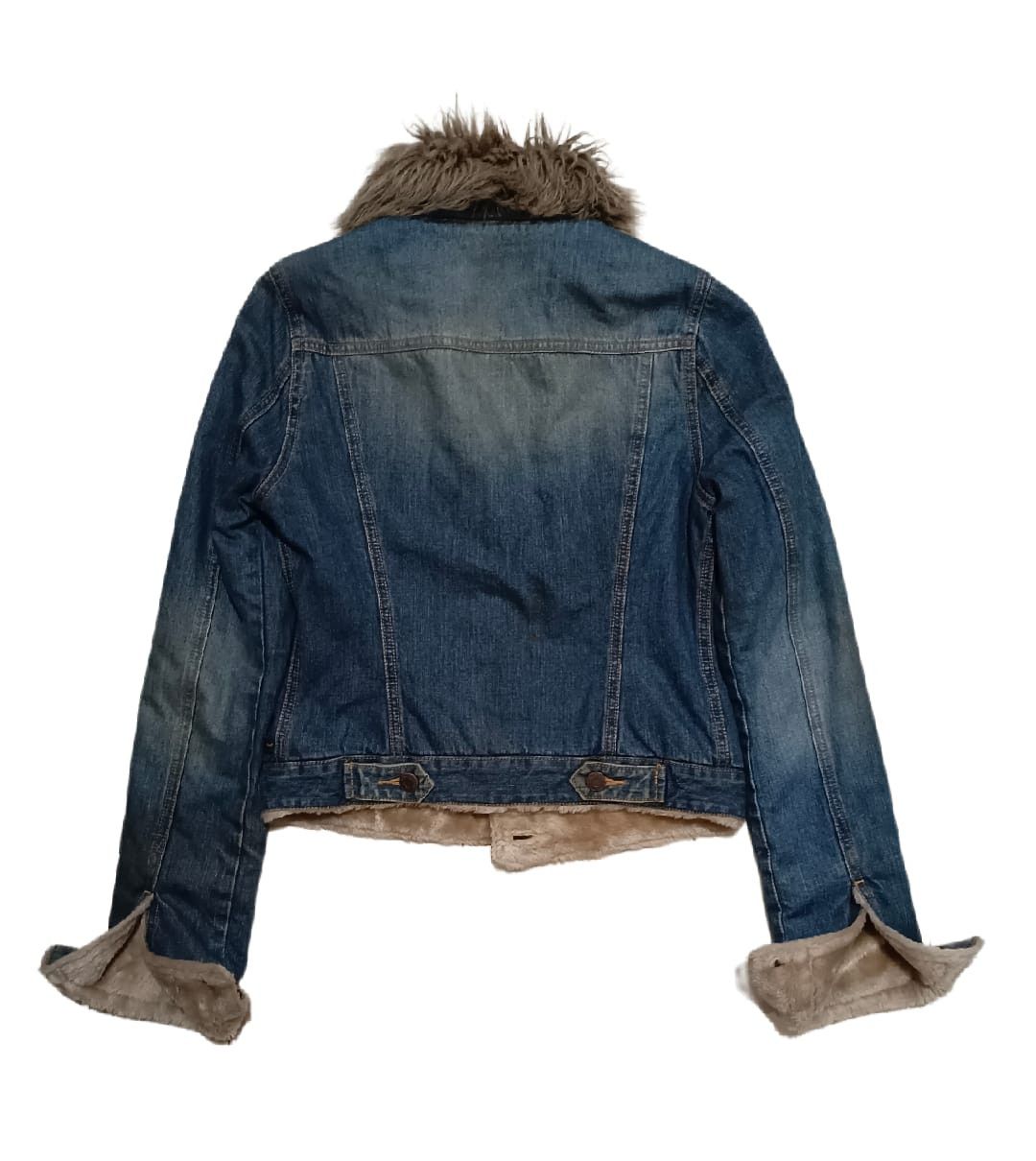 Abercrombie & Fitch 2000's Fur Denim Jacket Size XS / US 0-2 / IT 36-38 - 2 Thumbnail