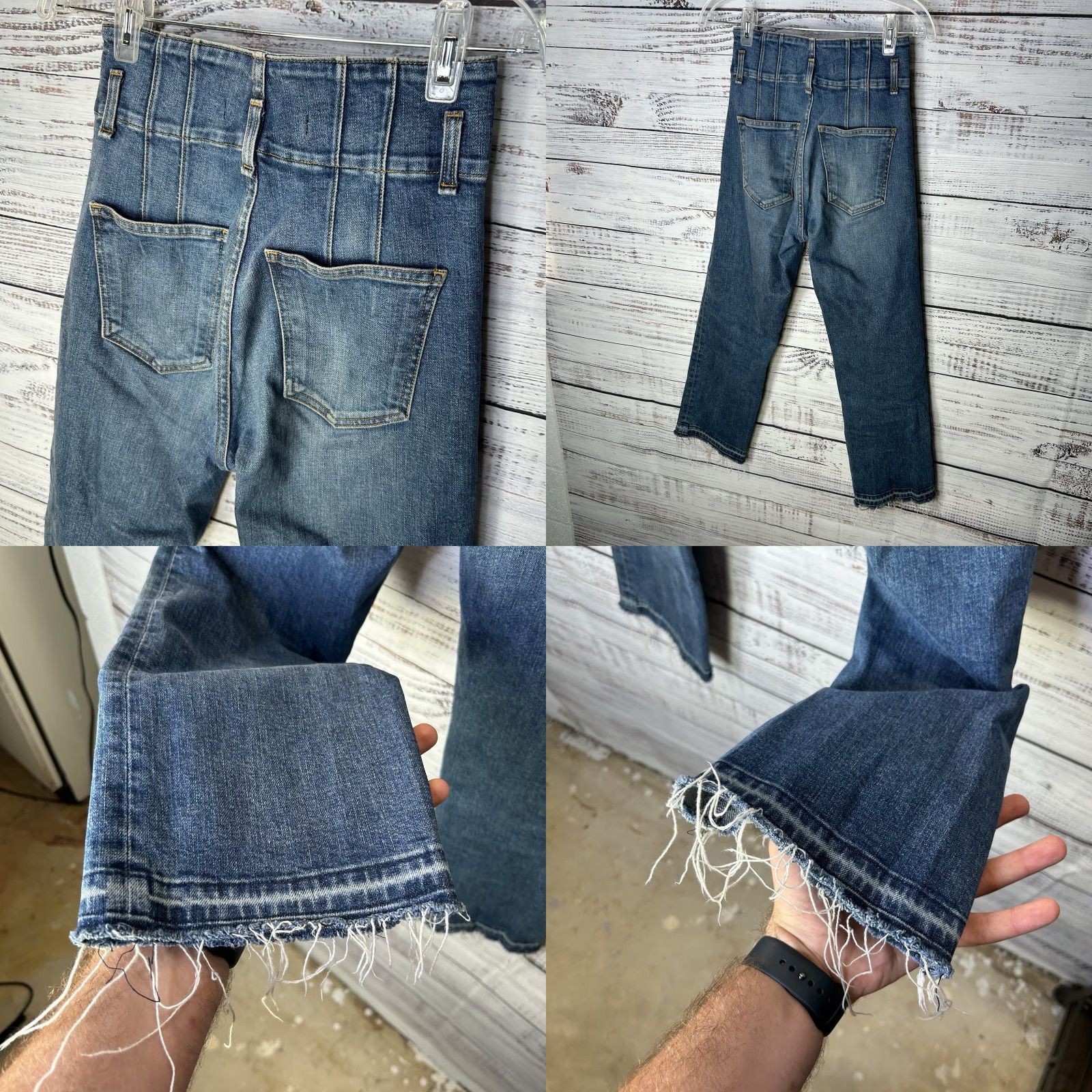 Veronica Beard VERONICA BEARD Marlene 12” Corset High Rise Distressed Flare Cropped Jeans Sz 26 Size 4XL / US 24-26 - 8 Thumbnail