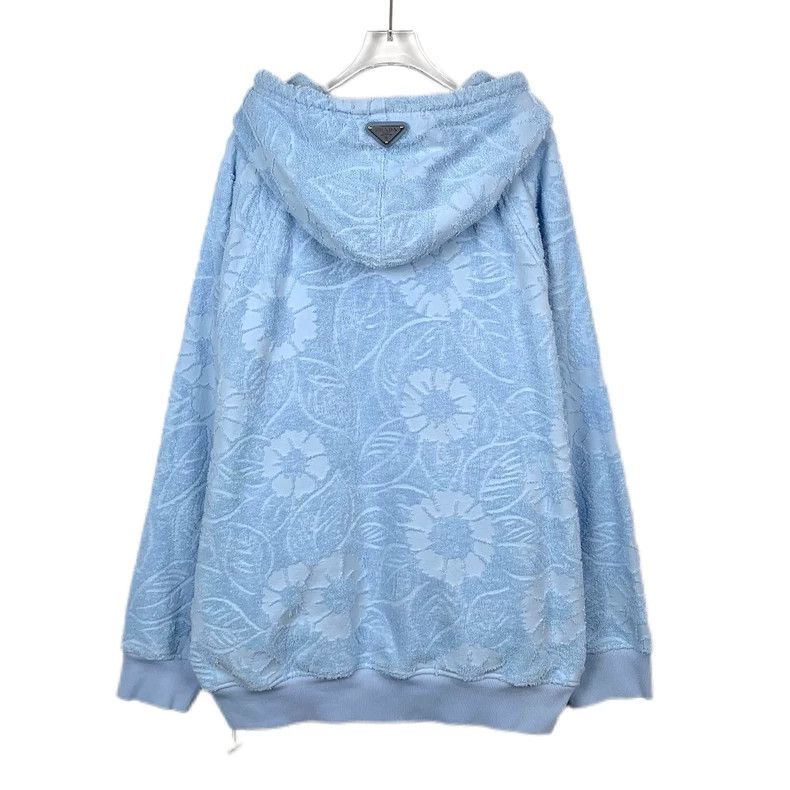 Prada Prada Blue full-print floral logo printed hooded drawstring Size US S / EU 44-46 / 1 - 2 Thumbnail