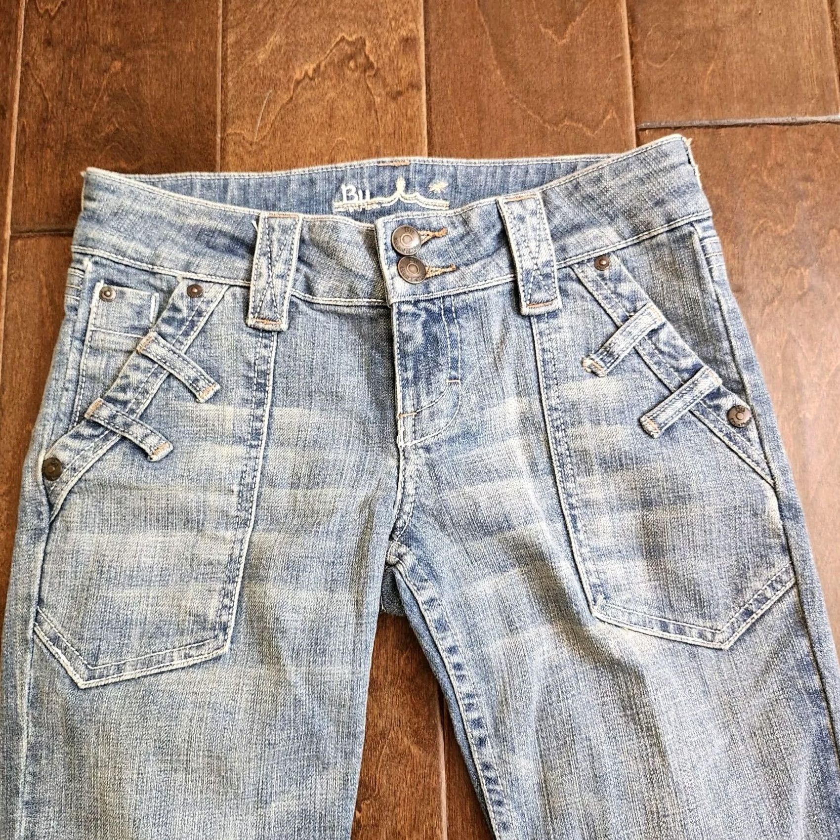 Denime Bu Malibu Denim Straight Jeans Women - Size 1 Regular Blue 29in Inseam Pockets Stretch Cotton Spandex Regular Fit 4 Seasons Size 25" / US 0 / IT 36 - 4 Thumbnail