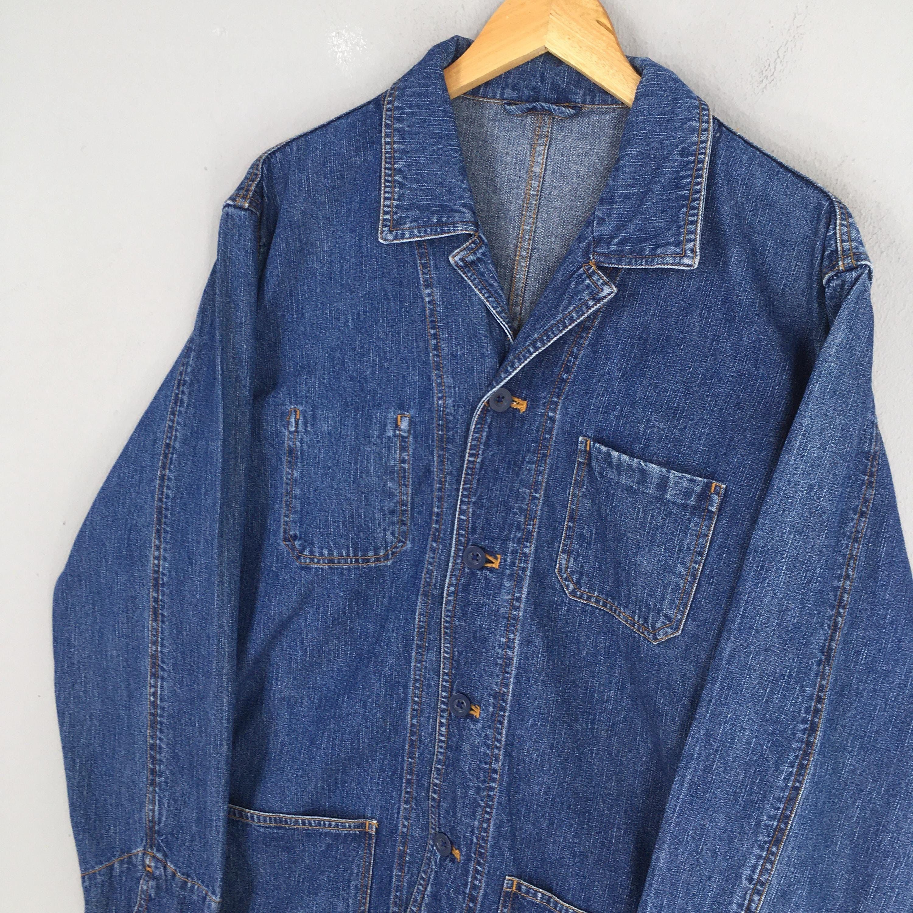 Vintage Vintage 1980s Work Wear Jeans Chore Labour Jacket Large Size US L / EU 52-54 / 3 - 3 Thumbnail