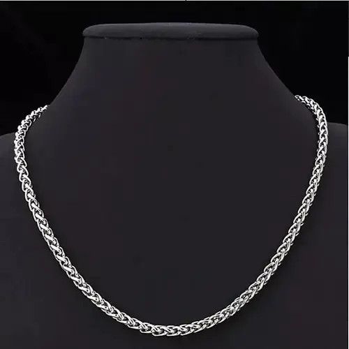 Jewelry 3Mm Width Twist Chain Necklace in Silver, Men's
