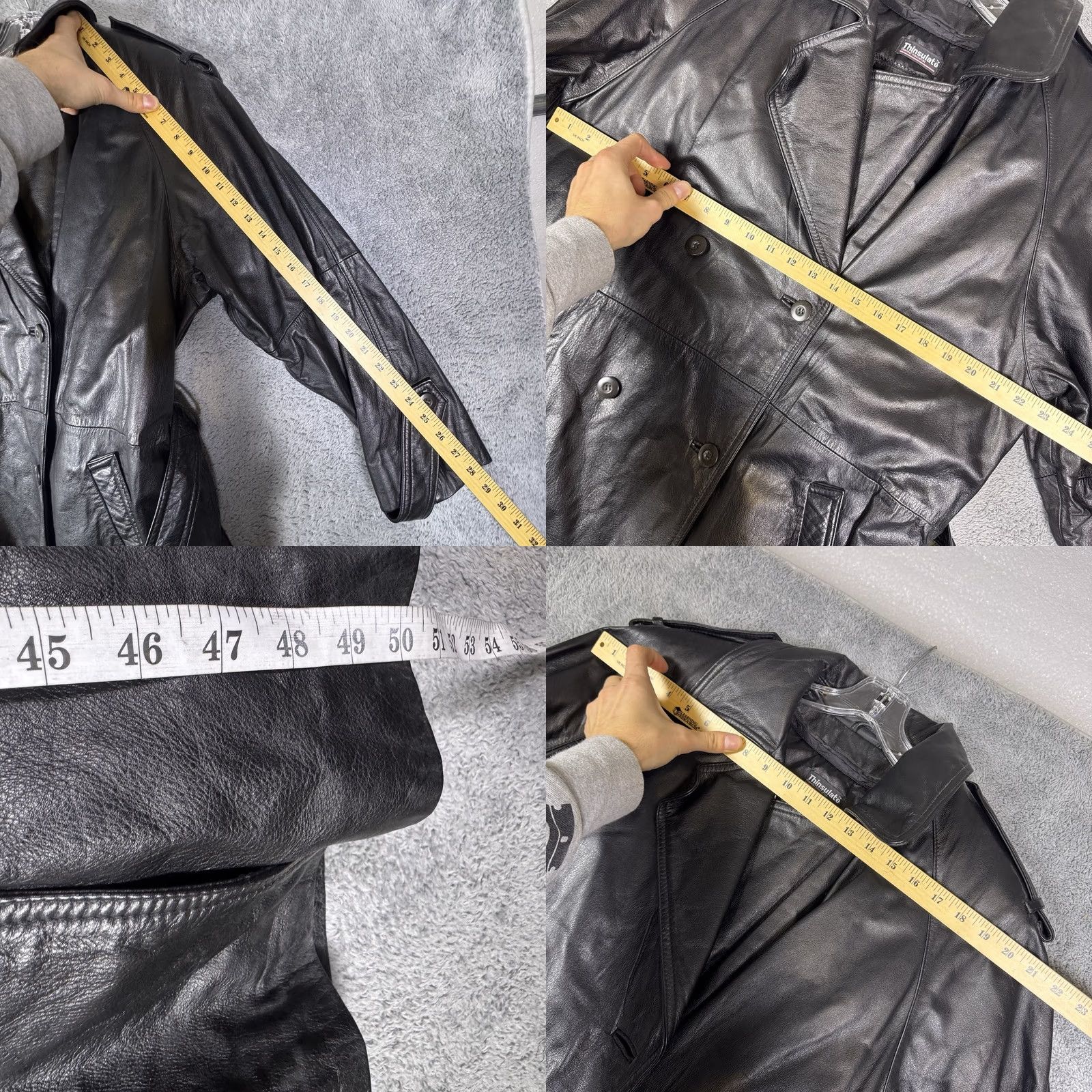 Vintage VINTAGE Wilsons Leather Jacket Womens L Belted Double Breasted Trench Coat Thinsulate Black Long Sleeve Size L / US 10 / IT 46 - 8 Thumbnail